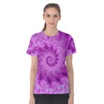 Silky Pink Spiral Fractal  Women s Cotton Tee