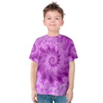 Silky Pink Spiral Fractal  Kid s Cotton Tee