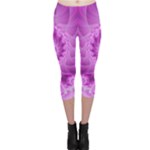 Silky Pink Spiral Fractal  Capri Leggings 