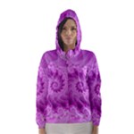 Silky Pink Spiral Fractal  Hooded Wind Breaker (Women)