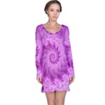 Silky Pink Spiral Fractal  Long Sleeve Nightdress