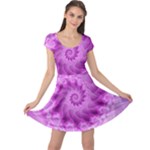 Silky Pink Spiral Fractal  Cap Sleeve Dress