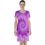 Silky Pink Spiral Fractal  Short Sleeve Nightdress