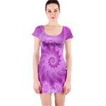 Silky Pink Spiral Fractal  Short Sleeve Bodycon Dress