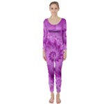 Silky Pink Spiral Fractal  Long Sleeve Catsuit