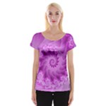 Silky Pink Spiral Fractal  Women s Cap Sleeve Top