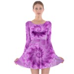 Silky Pink Spiral Fractal  Long Sleeve Skater Dress