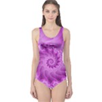 Silky Pink Spiral Fractal  One Piece Swimsuit