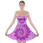 Silky Pink Spiral Fractal  Strapless Bra Top Dress