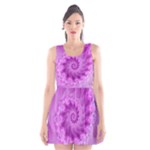 Silky Pink Spiral Fractal  Scoop Neck Skater Dress