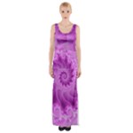 Silky Pink Spiral Fractal  Maxi Thigh Split Dress