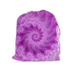 Silky Pink Spiral Fractal  Drawstring Pouch (XL)