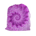 Silky Pink Spiral Fractal  Drawstring Pouch (XXL)