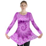 Silky Pink Spiral Fractal  Long Sleeve Tunic 