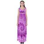 Silky Pink Spiral Fractal  Empire Waist Maxi Dress