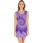 Silky Purple Spiral Fractal Bodycon Dress