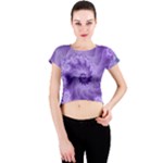 Silky Purple Spiral Fractal Crew Neck Crop Top