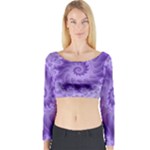 Silky Purple Spiral Fractal Long Sleeve Crop Top (Tight Fit)