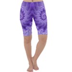 Silky Purple Spiral Fractal Cropped Leggings 