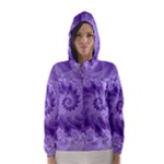 Silky Purple Spiral Fractal Hooded Wind Breaker (Women)