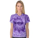 Silky Purple Spiral Fractal Women s V-Neck Sport Mesh Tee