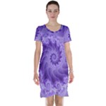 Silky Purple Spiral Fractal Short Sleeve Nightdress