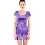 Silky Purple Spiral Fractal Short Sleeve Bodycon Dress