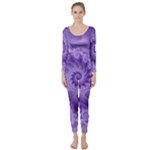 Silky Purple Spiral Fractal Long Sleeve Catsuit