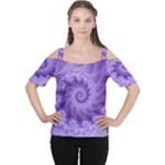 Silky Purple Spiral Fractal Women s Cutout Shoulder Tee