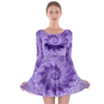 Silky Purple Spiral Fractal Long Sleeve Skater Dress