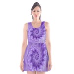 Silky Purple Spiral Fractal Scoop Neck Skater Dress