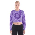 Silky Purple Spiral Fractal Women s Cropped Sweatshirt