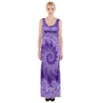 Silky Purple Spiral Fractal Maxi Thigh Split Dress