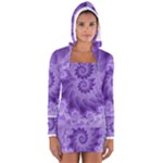 Silky Purple Spiral Fractal Women s Long Sleeve Hooded T-shirt