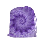 Silky Purple Spiral Fractal Drawstring Pouch (XL)