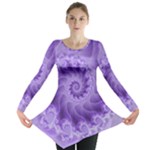 Silky Purple Spiral Fractal Long Sleeve Tunic 