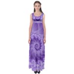 Silky Purple Spiral Fractal Empire Waist Maxi Dress