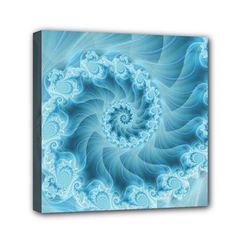 Silky Blue Spiral Fractal Mini Canvas 6  x 6  (Stretched) from ArtsNow.com