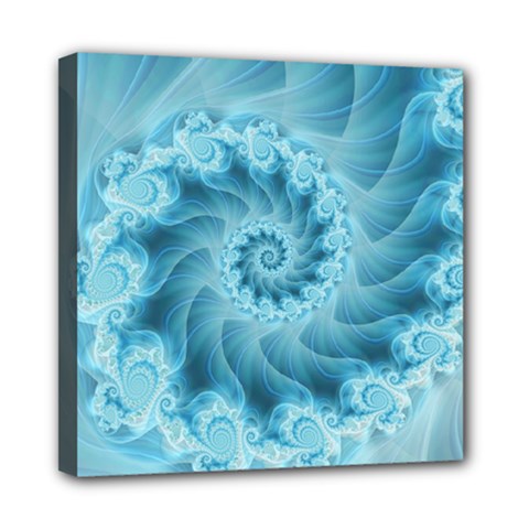 Silky Blue Spiral Fractal Mini Canvas 8  x 8  (Stretched) from ArtsNow.com