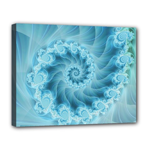 Silky Blue Spiral Fractal Canvas 14  x 11  (Stretched) from ArtsNow.com