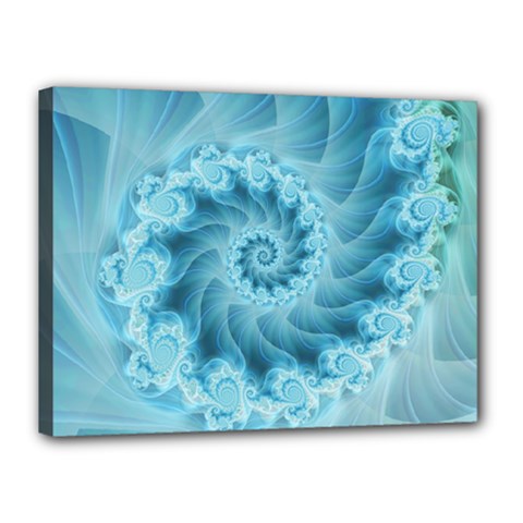 Silky Blue Spiral Fractal Canvas 16  x 12  (Stretched) from ArtsNow.com