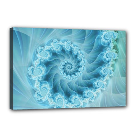 Silky Blue Spiral Fractal Canvas 18  x 12  (Stretched) from ArtsNow.com