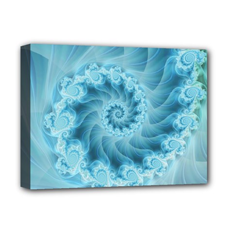 Silky Blue Spiral Fractal Deluxe Canvas 16  x 12  (Stretched)  from ArtsNow.com