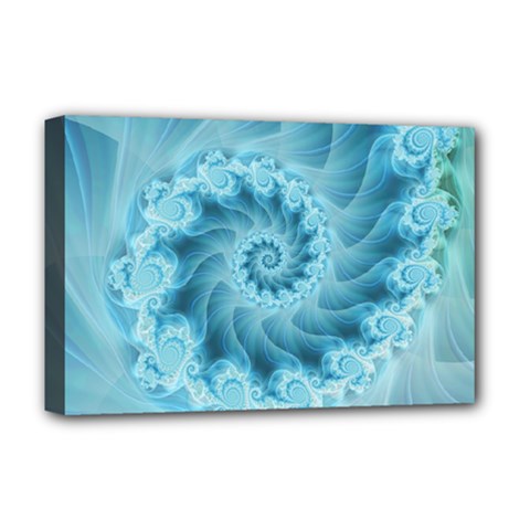 Silky Blue Spiral Fractal Deluxe Canvas 18  x 12  (Stretched) from ArtsNow.com