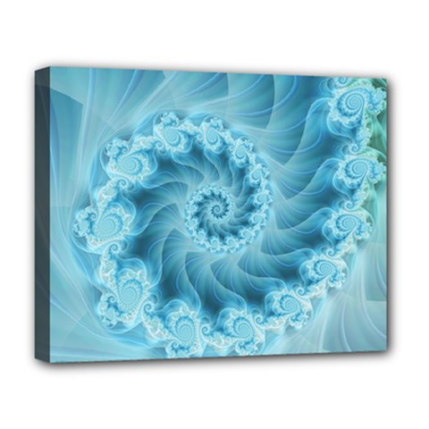 Silky Blue Spiral Fractal Deluxe Canvas 20  x 16  (Stretched) from ArtsNow.com