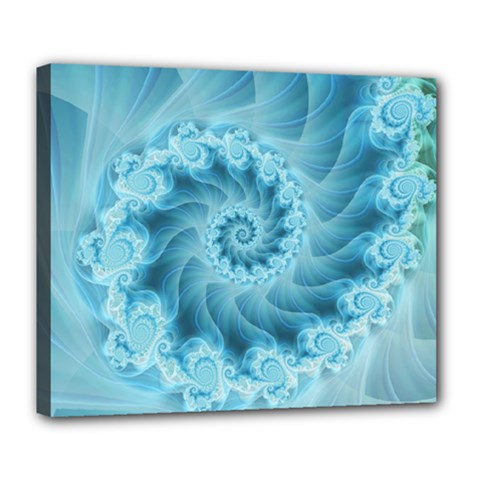 Silky Blue Spiral Fractal Deluxe Canvas 24  x 20  (Stretched) from ArtsNow.com