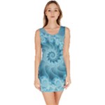 Silky Blue Spiral Fractal Bodycon Dress