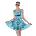 Silky Blue Spiral Fractal Skater Dress