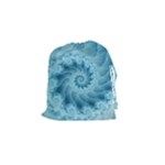 Silky Blue Spiral Fractal Drawstring Pouch (Small)