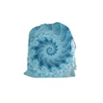 Silky Blue Spiral Fractal Drawstring Pouch (Medium)